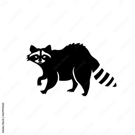 Raccoon silhouette vector illustration. Forest animal logo. Stock ...