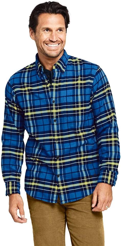 Lands' End Men's Traditional Fit Flagship Flannel Shirt: Amazon.ca ...