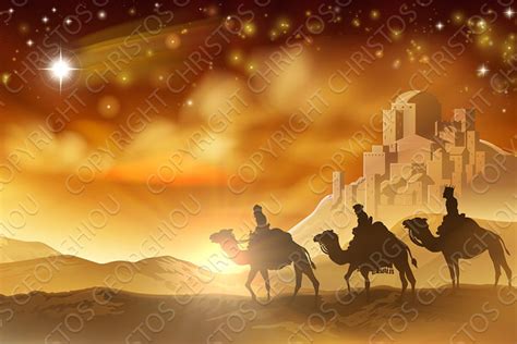 Nativity Scene With Three Wise Men | Pre-Designed Illustrator Graphics ...