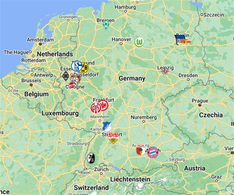 Bundesliga Teams Map with logos | Bundesliga Teams Location - FTS DLS KITS