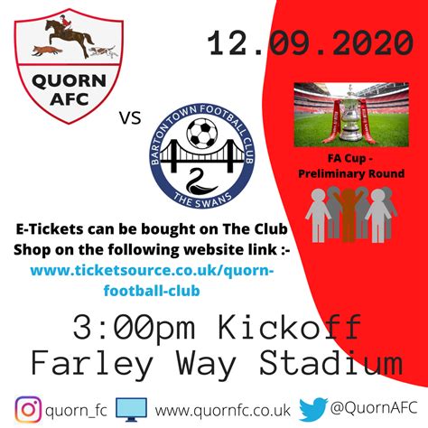 Quorn vs Barton Town - The FA Cup Preliminary Round - Cup Fixture at ...