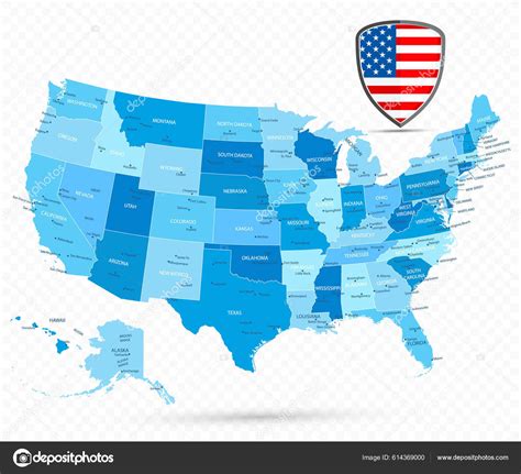 Usa Blue Map Transparent Background Vector Illustration Stock Vector ...