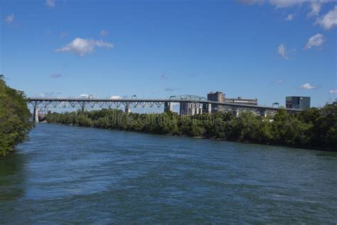 Bridge Over the St. Lawrence River Editorial Photo - Image of skyline ...