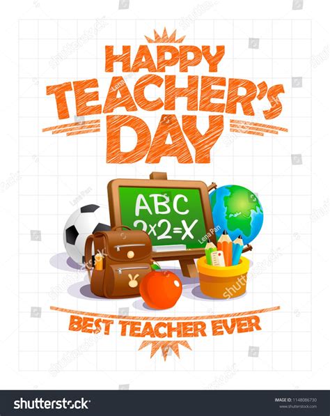 Happy teacher's day vector poster design, best teacher ever, school ...