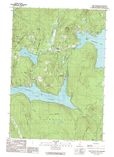 Lake Francis topographic map 1:24,000 scale, New Hampshire