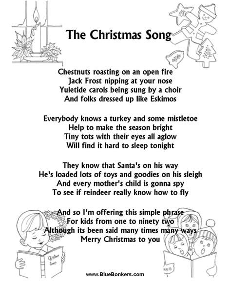 BlueBonkers: The Christmas Song, Free Printable Christmas Carol Lyrics ...