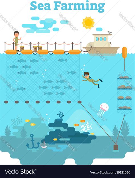 Sea farming Royalty Free Vector Image - VectorStock