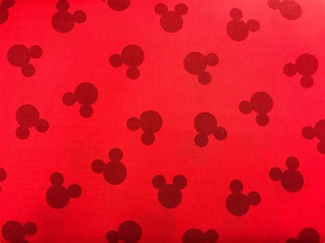 Mickey Mouse Heads Red Fabric Disney Fabric Mickey Cartoon - Etsy