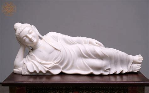 30" White Marble Sleeping Buddha | Handmade | Reclining Buddha ...