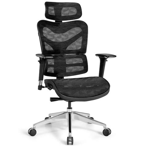 Costway Black Ergonomic Mesh Office Chair Adjustable High Back Chair ...