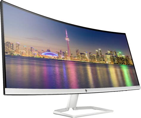 HP 34" LED Curved WQHD FreeSync Monitor Silver & Black 34f - Best Buy