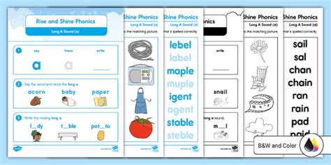 Rise and Shine Phonics: Long A Sound Activity (teacher made)