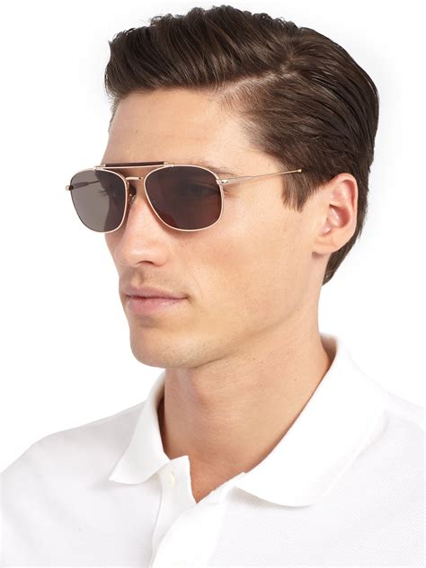 Tom ford Marlon Metal Aviator Sunglasses in Metallic for Men | Lyst