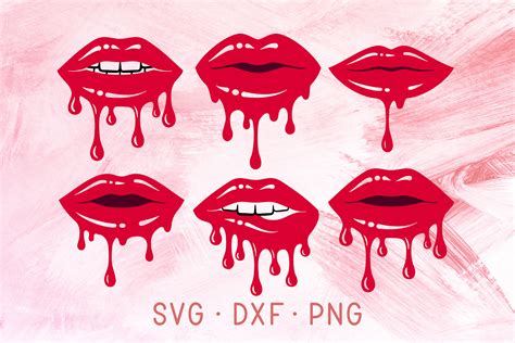 Dripping Lips SVG DXF PNG Cricut Cut Files Red Glossy Lip | Etsy