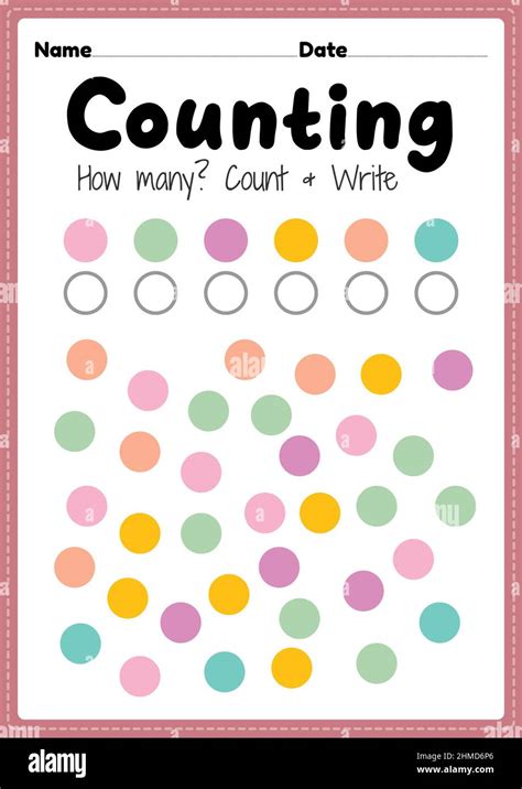 Counting worksheet, math printable sheet for preschool and kindergarten ...