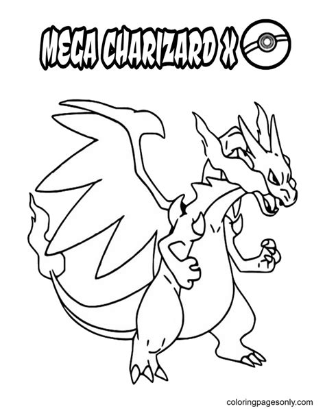 Mega Charizard X Pokemon Coloring Pages - Charizard Coloring Pages ...