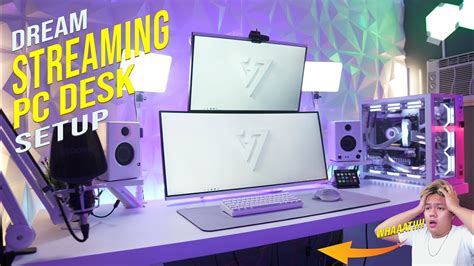 Clean and Minimalistic Gaming Streaming White Desk Setup - YouTube