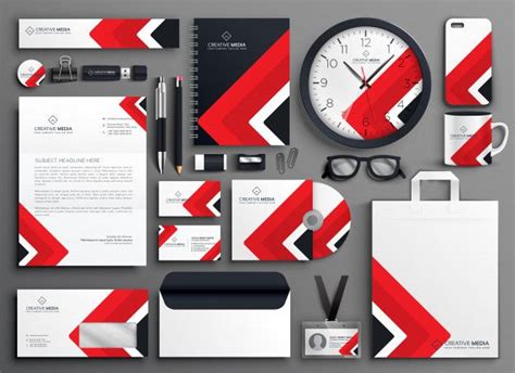 Free Vector | Red professional business branding stationery set ...