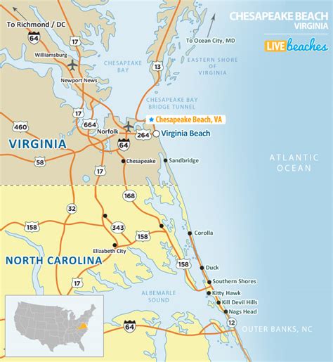 Map of Chesapeake Beach, Virginia - Live Beaches