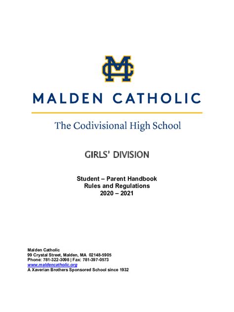 Fillable Online Malden Catholic High School - Girls Division Fax Email ...