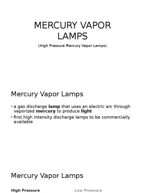 Mercury Vapor Lamps | PDF | Street Light | Electromagnetic Spectrum