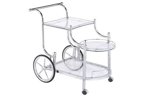 Modern 3-Tier Chrome + Clear Bar Cart With Wheels | Living Spaces