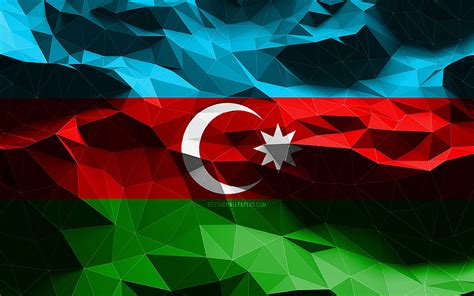 4K free download | Azerbaijani flag, low poly art, Asian countries ...