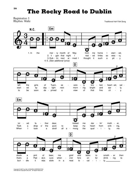 Traditional Irish Folk Song The Rocky Road To Dublin Sheet Music Notes ...