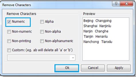 How to remove numeric characters from cells in Excel?