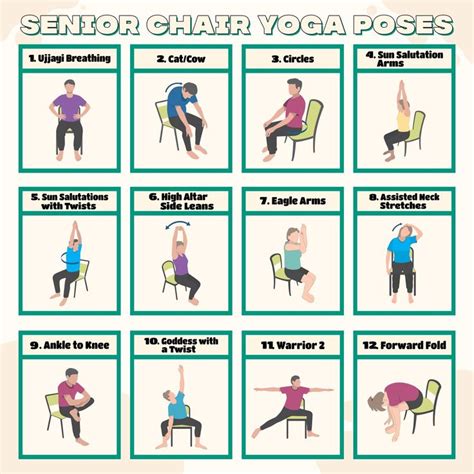 Chair Yoga Poses - 10 Free PDF Printables | Printablee | Yoga for ...