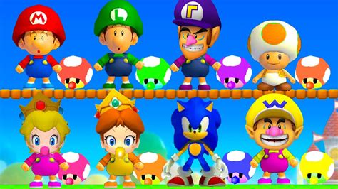 All Playable 8x Baby Characters in New Super Mario Bros. Wii - YouTube