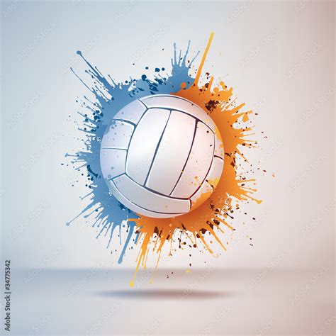 Volleyball Ball in Paint on Vignette Background. Vector. vector de ...