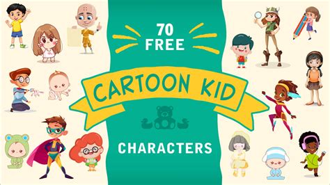 70 Free Cartoon Kid Characters To Bring Joy to the Designer's Playground