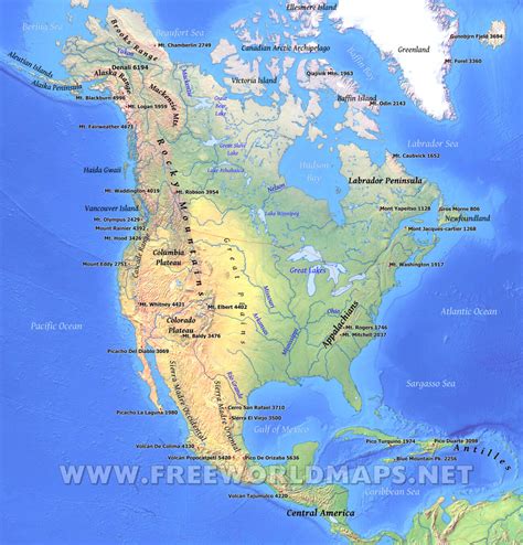 North America Physical Map – Freeworldmaps.net