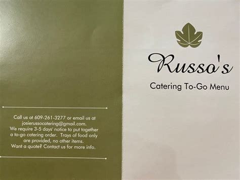 Menu « Russos Pub & Restaurant