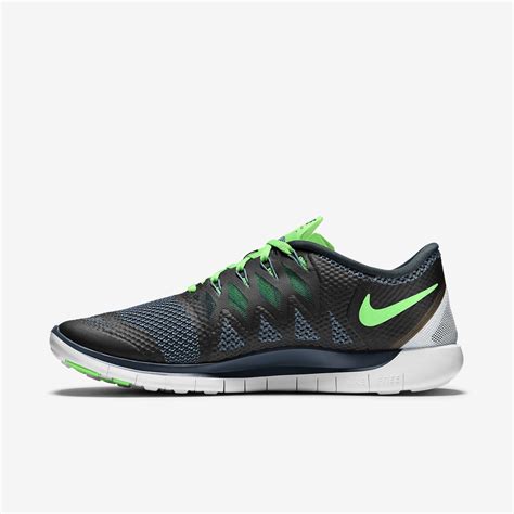 Nike Mens Free 5.0+ Running Shoes - Black/Green - Tennisnuts.com