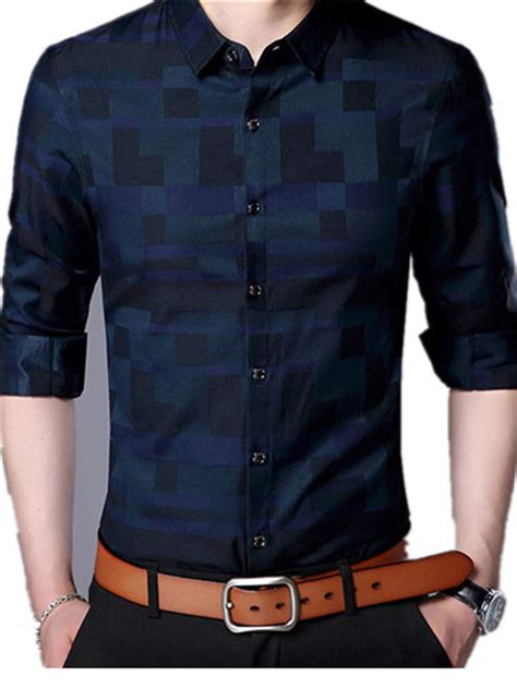 Buy Men Shirt Mens Business Casual Shirts Men Famous Clothing Plaid ...