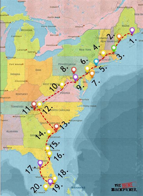 Printable East Coast Map