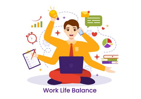 Work Life Balance Vector Illustration of Person Balancing with Job and ...