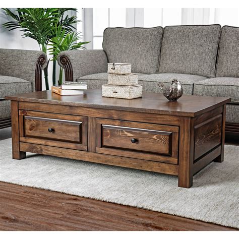 Arlington Rustic Walnut 2-drawer Coffee Table by FOA (Walnut), Brown ...