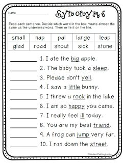 2nd Grade Synonyms Worksheet For Grade 2 – Kidsworksheetfun