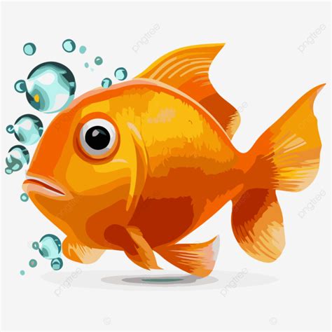 Orange Fish Vector, Sticker Clipart An Orange Fish With Bubbles And ...