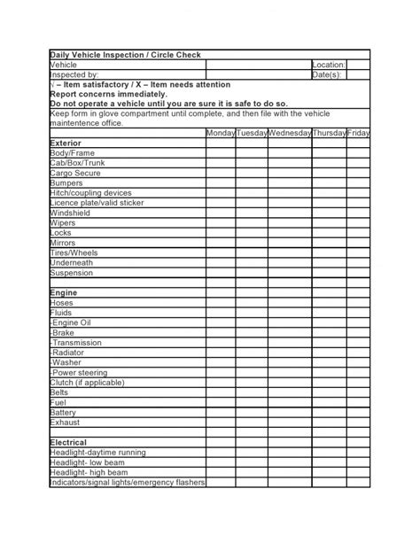 Car Maintenance Checklist Printable