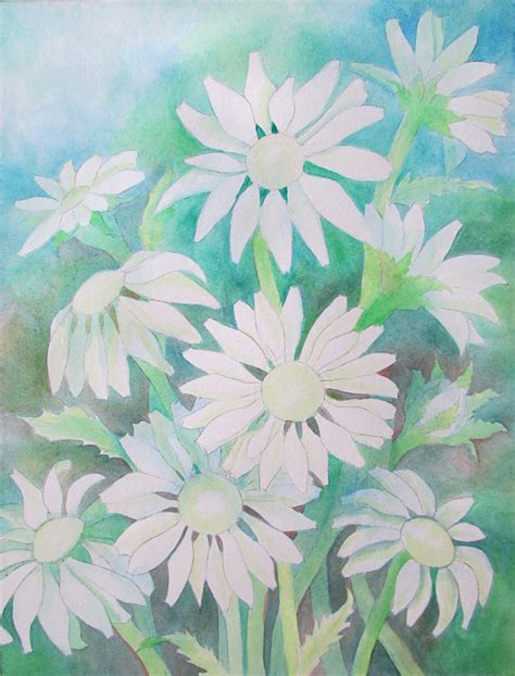 Painting Daisies Using Negative Watercolor Painting - Happy Family Art