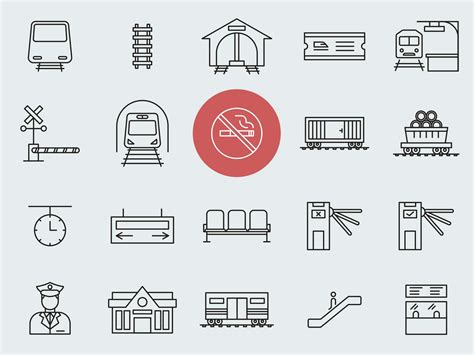 20 Train Station Vector Icons