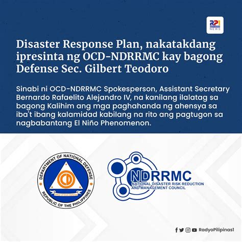 Disaster Response Plan, nakatakdang ipresinta ng OCD-NDRRMC kay bagong ...