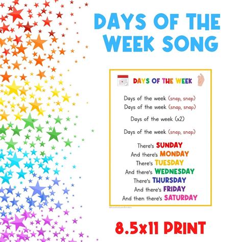 Days of the Week Song Nursery Rhymes Busy Book Home School Calendar ...