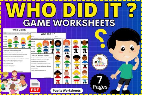 Who Did It? Printable Guessing Game And Crime Solving Sheets