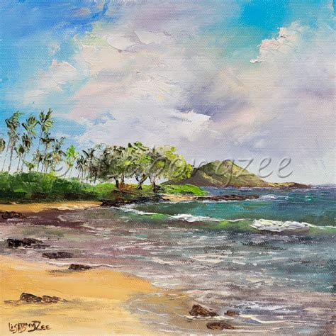 South Maui Sunset (Hawaii Beach) - Original Oil Palette Knife Painting ...