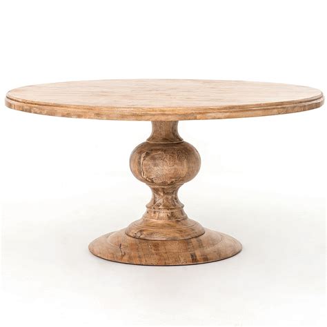 60" Round Pedestal Dining Table in Whitewash | Wood Round Dining Table ...